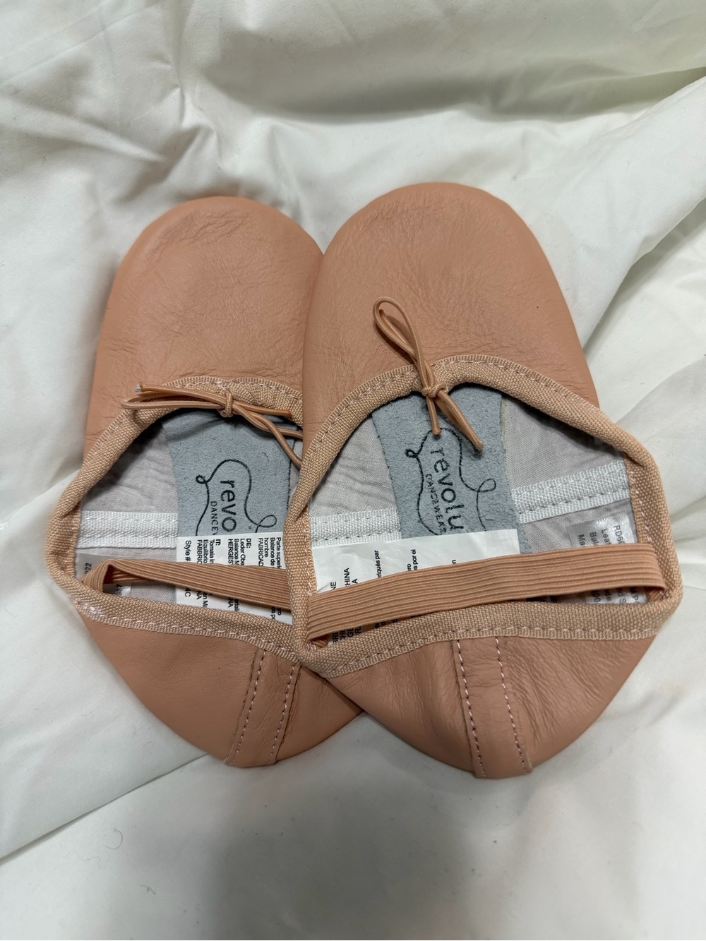 Revolution Peach Leather Ballet Slippers with Elastic Strap